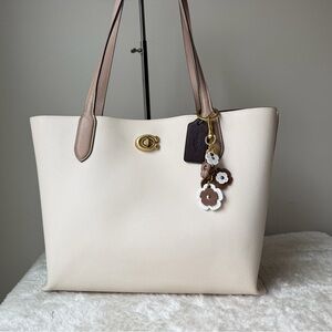 Coach Willow tote bag in chalk multi with matching charm